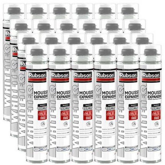 Rubson - Pack de 24 Mousses expansives WhiteTeq - 750ml - Isolation thermique et phonique