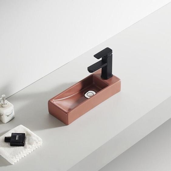 Rue Du Bain - Lave main Rectangle droite Céramique Terracotta 38x15 cm Minimalist