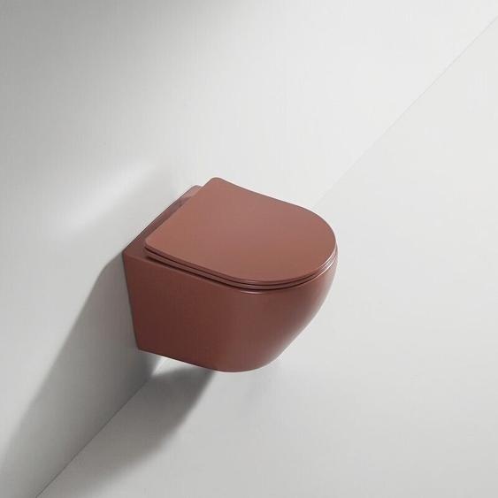 Rue Du Bain - wc Suspendu Ovale avec Abattant Céramique Terracotta 49x36 cm - Cort
