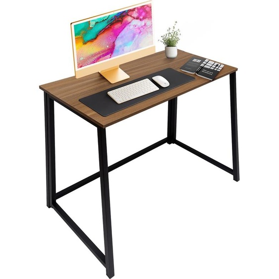Ruhhy Bureau 80x40 cm bois style industriel - Table pour ordinateur portable, Home Office & études - Table dordinateur stable, légère, compacte, plateau MDF, cadre en fer 26116