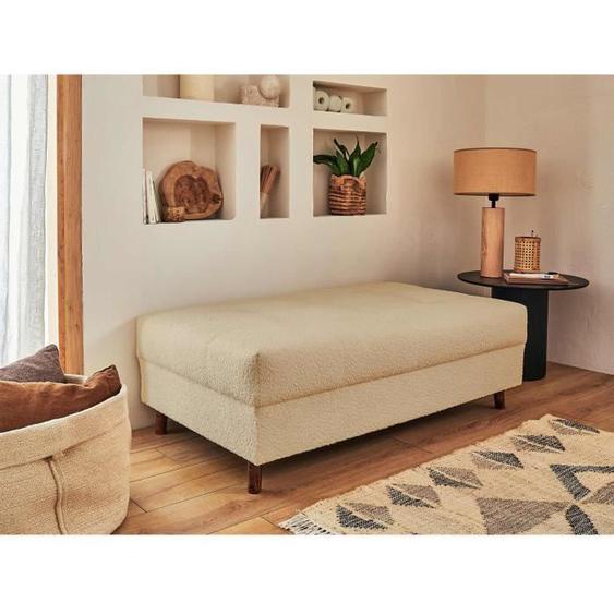 Rune - pouf modulable - en tissu bouclette - Beige