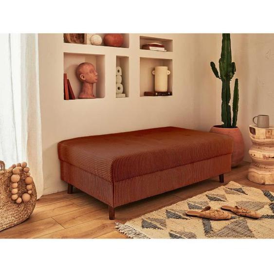 Rune - pouf modulable - en velours côtelé - Terracotta