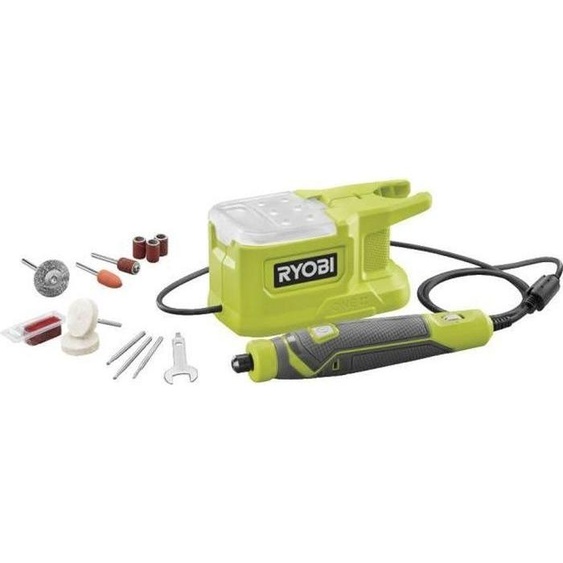 Mini-outil multifonction RYOBI ONE+ 18V, 4400-23 000 tr/min, Changement daccessoire sans outil, Avec 15 accessoires, RRT18-0