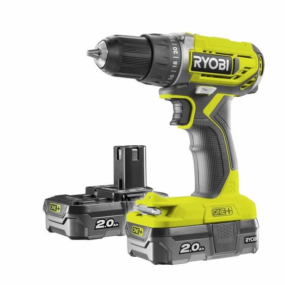 RYOBI Perceuse-visseuse sans fil R18DD2-202S ONE+ Visseuse sans fil, Perceuse sans fil, Visseuse avec couple de 40Nm, 18V
