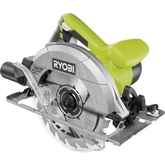 Scie Circulaire RYOBI 1400 W, 190 x 16 mm, Coupe 66 mm à 90°, 2 Lames (20 et 48 Dents), RCS1400-KB48