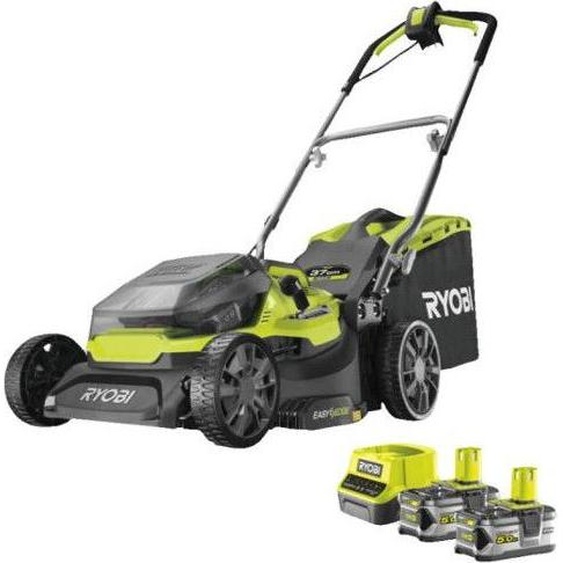 RYOBI - Tondeuse poussée HYBRIDE 36V (alimentation par 2 batteries ONE+) - coupe 37 cm + 2 batteries 5 Ah & charg. - RY18LMH37A-250