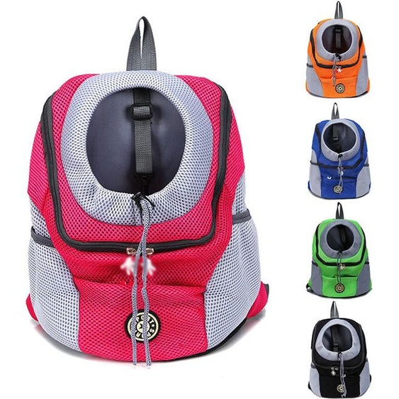 Sac à dos portable pour chien Sac de voyage pour chien mains libres ajustable pour petit chien moyen chats rouge M
