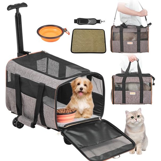 Sac à dos pour chien pliable VEVOR Sac de transport en tissu Oxford 600D Chariot pour chien avec 4 roues Trolley pour animaux de compagnie Sac de voyage pour chien Idéal pour les voyages en voiture ou les excursions