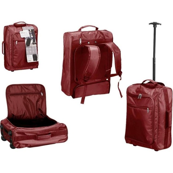 Sac à dos trolley noir grenat polyester métal plastique 31,5 l 35 x 18 x 51 cm (6 pièces)