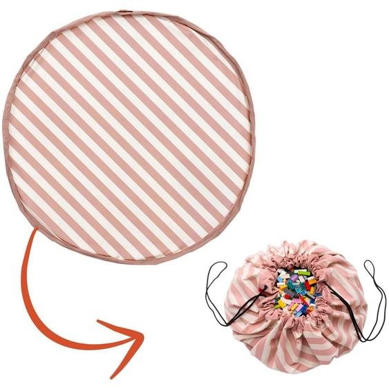Sac À Jouets 2 En 1 Noomad Original Stripes Pink Ecru, Rose