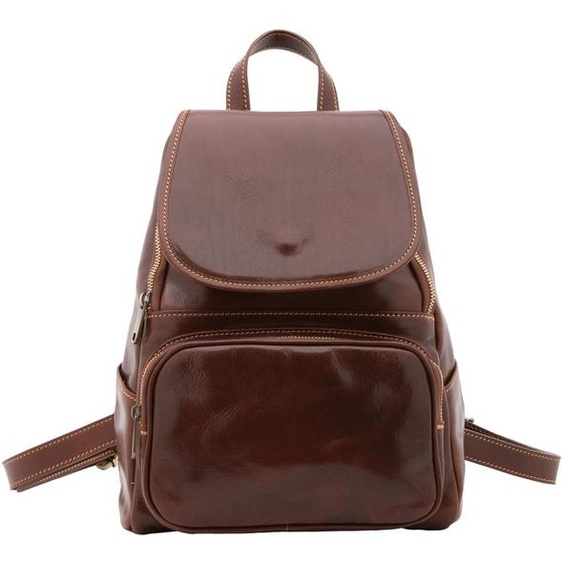 Sac bandoulière pour femmes, en cuir véritable, forme ronde, avec fermeture éclair et compartiments, fabriqué en Italie