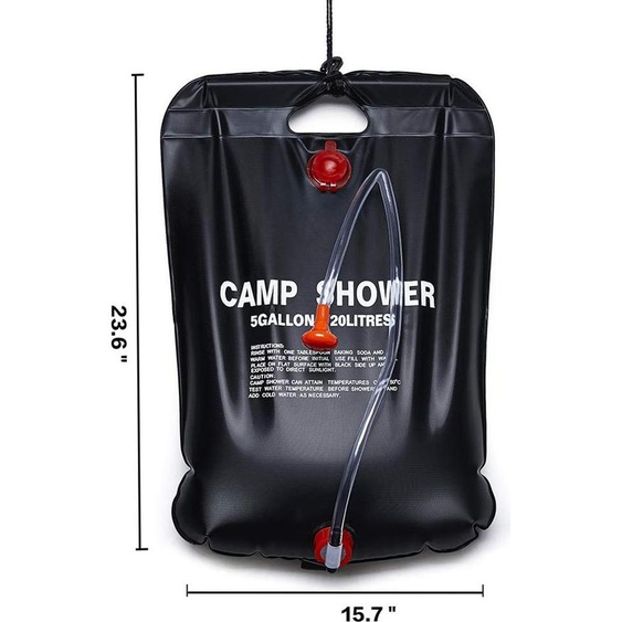 Sac de douche chaude solaire portable dextérieur, camping, eau de bain, 20 l, chauffage