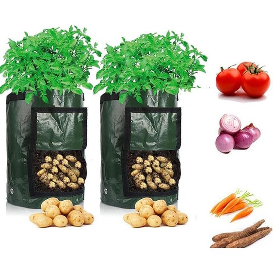 Sac de Plantation PE Respectueux de lEnvironnement Sac de Culture Sac de Plantation Outil de Jardinage Vert Foncé 5 Gallons 23x28cm
