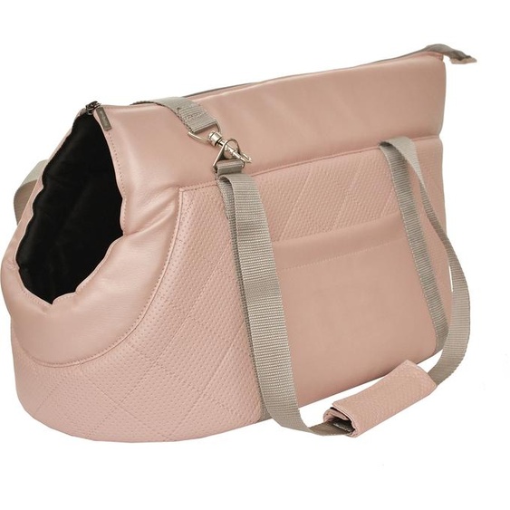 Sac de transport pour chiens et chats | Sac à bandoulière pour animaux de compagnie avec sangle élastique et mousqueton | jusquà 10 kg | Cuir synthétique | M | Rose
