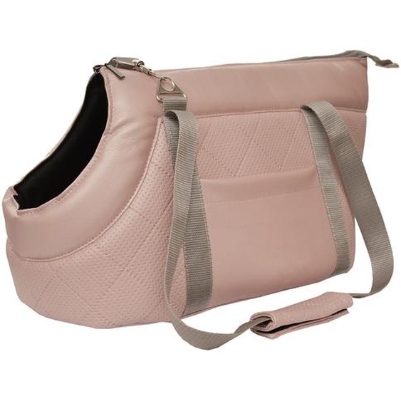 Sac de transport pour chiens et chats | Sac à bandoulière pour animaux de compagnie avec sangle élastique et mousqueton | jusquà 12 kg | Cuir synthétique | L | Rose