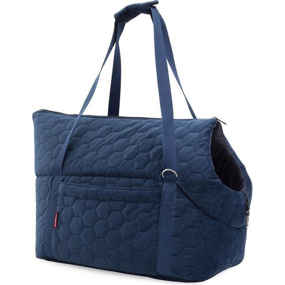 Sac de transport pour chiens et chats Sac à bandoulière pour animaux de compagnie avec sangle élastique et mousqueton jusquà 15 kg Daim - Velours L - 3 Bleu foncé