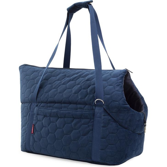 Sac de transport pour chiens et chats Sac à bandoulière pour animaux de compagnie avec sangle élastique et mousqueton jusquà 15 kg Daim - Velours L - 3 Bleu foncé