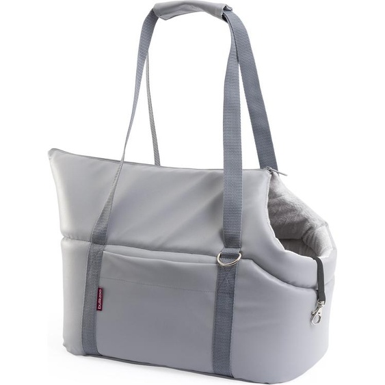 Sac de transport pour chiens et chats Sac à bandoulière pour animaux de compagnie avec sangle élastique et mousqueton Matériau : cuir artificiel Taille : L Couleur : gris