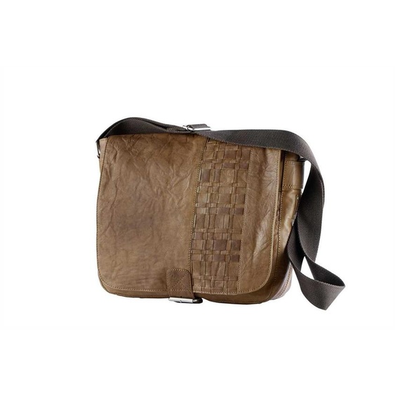 Sac Gilde Bull & Hunt Space Weaving cognac avec fonction de réversibilité de la languette de rabat 2 compartiments extérieurs, 1 compartiment intérieur, 2 porte-stylos, 2 poches pour téléphone portable La boucle de fermeture a une fermeture magnétique