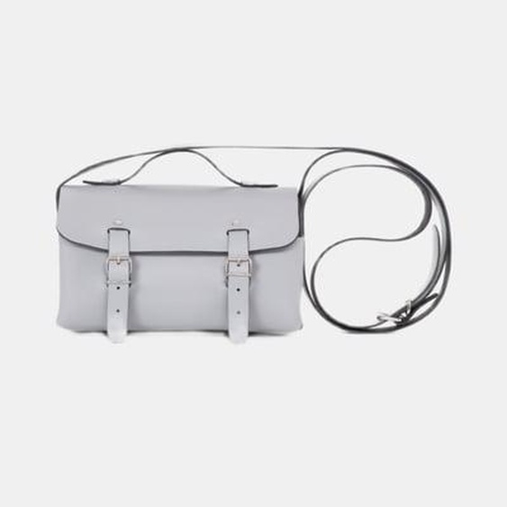 Sacoche à outils à bandoulière cuir gris 20 x 12 cm