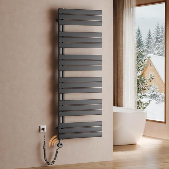 SAFIELINA Radiateur sèche-serviettes électrique 1599×600mm, radiateur de salle de bain électrique avec thermostat,WiFi,minuterie programmable,affichage LCD,1000 W,Anthracite