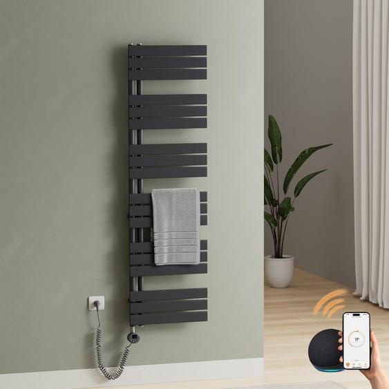 SAFIELINA – Sèche-serviette électrique 159.9×50cm avec thermostat WiFi,minuterie programmable et écran LCD,1000 W,Anthracite,idéal pour salle de bain