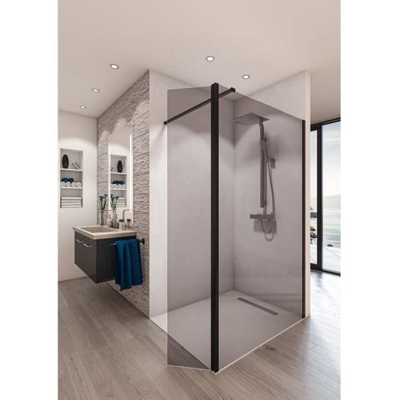 SAINT-GOBAIN Paroi de douche en kit BALEARES GREY - Verre trempé intemporel de 8 mm - L.120 cm x H.198 cm - Profil noir mat