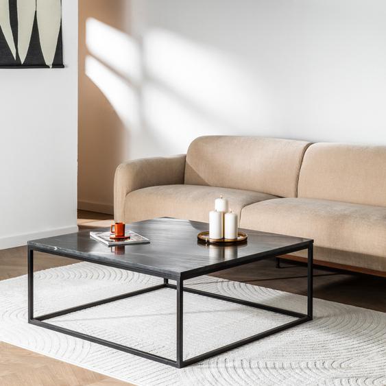 Saku - Table basse carrée en marbre noir et métal 100x100cm - Couleur - Noir