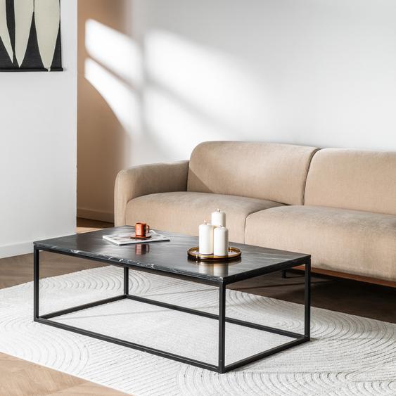 Saku - Table basse en marbre noir et métal 120x65cm - Couleur - Noir