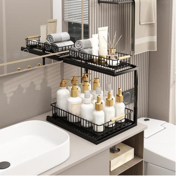 Étagère de Rangement - SALALIS - Sous-lavabo - Double Niveau - Acier au Carbone - Multifonctionnelle