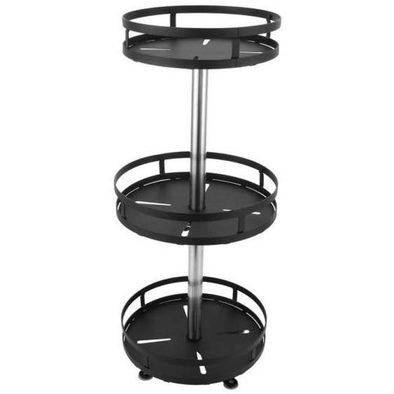 Organisateur dépices - SALALIS - Étagère rotative 360° - 3 niveaux - Acier inoxydable - Noir