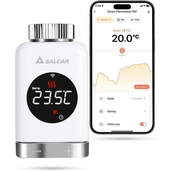 SALCAR Thermostat de radiateur WiFi Thermostat compatible avec Amazon Alexa & Google