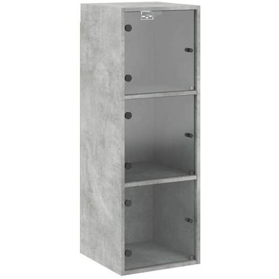 SALE 2025Armoire à Pharmacie MOOD - Armoire murale avec portes en verre Gris béton - 35x37x100 cm Chill709883