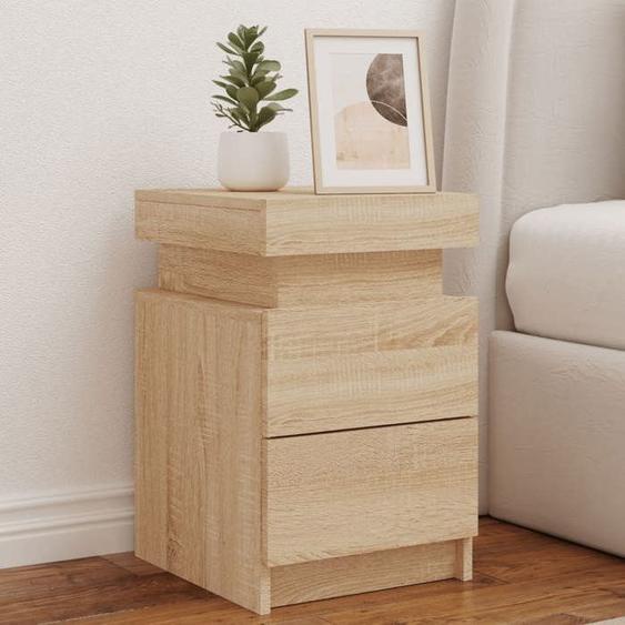SALE 2025Armoire de Nuit suspendues - Tables de chevet et lumières LED - Lot de 2 - Chêne sonoma - 35x39x55 cm,30 Kg 1165