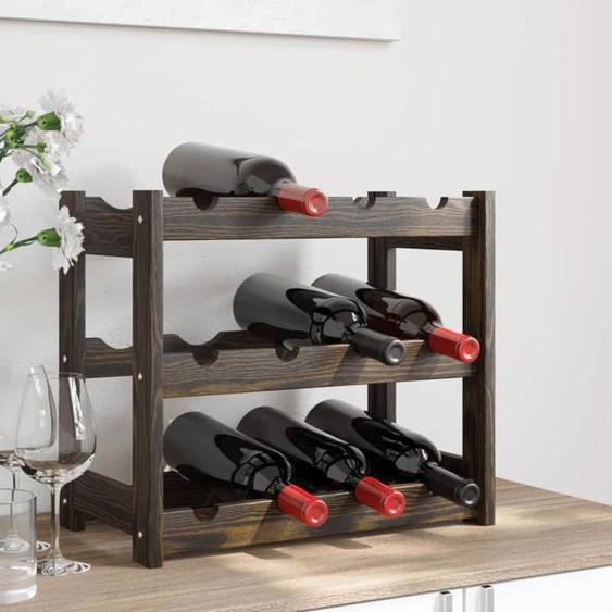 SALE 2025Cave à vin - Casier à bouteilles - pour 12 bouteilles noir bois pin solide,1,7 Kg 9174