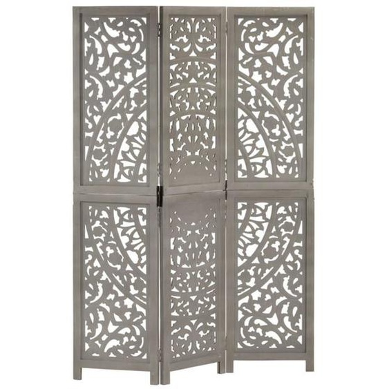 SALE 2025Cloison de séparation 3 panneaux - Paravent intérieur - Gris 120x165 cm Bois manguier,15,68 Kg 5203