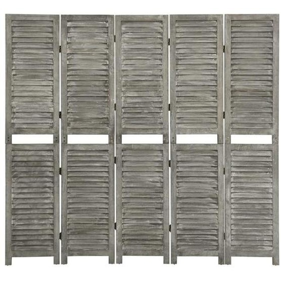 SALE 2025Cloison de séparation 5 panneaux - Paravent intérieur - Gris 179x166 cm Bois solide,8,4 Kg 3647
