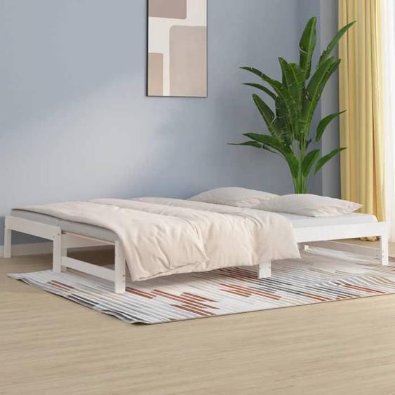 SALE 2025Lit coulissant/Lit Gigogne - Lit 2 personnes - blanc 2x(90x190) cm,24.52 Kg 8934