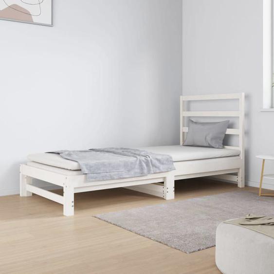 SALE 2025Lit coulissant/Lit Gigogne - Lit 2 personnes - blanc 2x(90x190) cm,27.98 Kg 6886