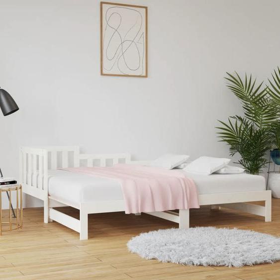 SALE 2025Lit coulissant/Lit Gigogne - Lit 2 personnes - blanc 2x(90x190) cm,28.66 Kg 6602