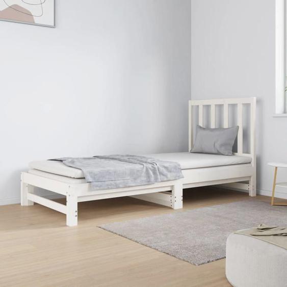 SALE 2025Lit coulissant/Lit Gigogne - Lit 2 personnes - blanc 2x(90x190) cm,28.72 Kg 2108