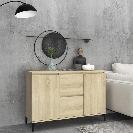 SALE 2025Meuble bas bahut vaisselier - Buffet - Chêne sonoma - 104x35x70 cm - bois dingénierie,30 Kg 1885