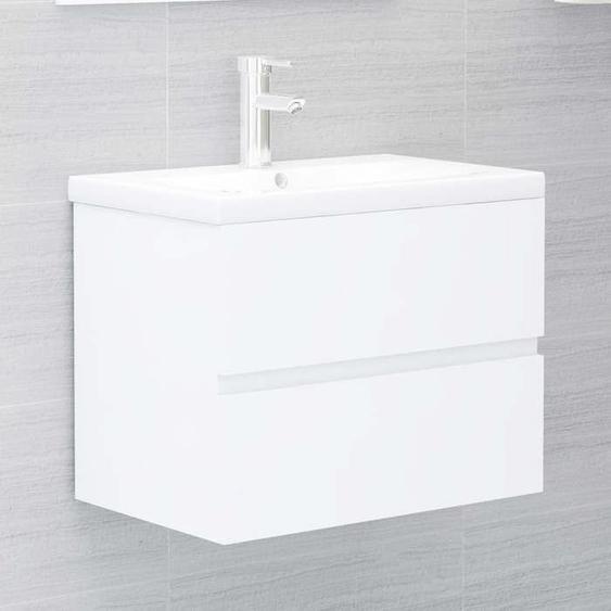 SALE 2025Meuble bas sous évier - Armoire dévier avec lavabo intégré Blanc - bois dingénierie,27,5 Kg 1960