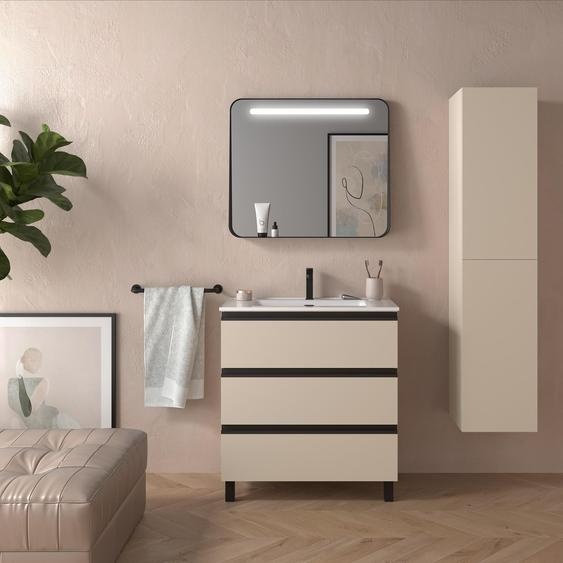 Armoire SPIRIT 800, avec 3 tiroirs métalliques à amortissement progressif, finition MACCHIATO, dimensions : 797 x 810 x 450 mm
