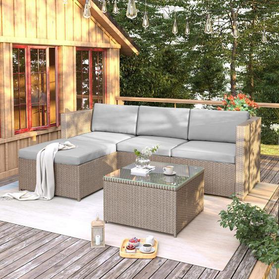 Salon bas de jardin en polyrotin Canapé de jardin avec  table basse pour Extérieur Jardin Balcon