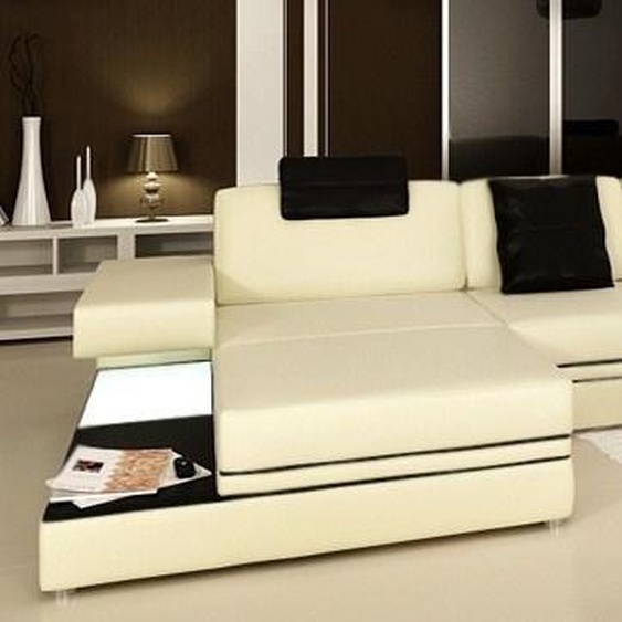 Salon Canapé en cuir Canapé rembourré Salon moderne Éclairé LED + USB