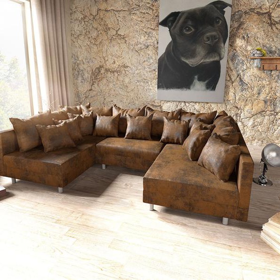 Salon Clovis marron antique optique canapé module, Design Canapés panoramiques, Couch Loft, Modulsofa, modular