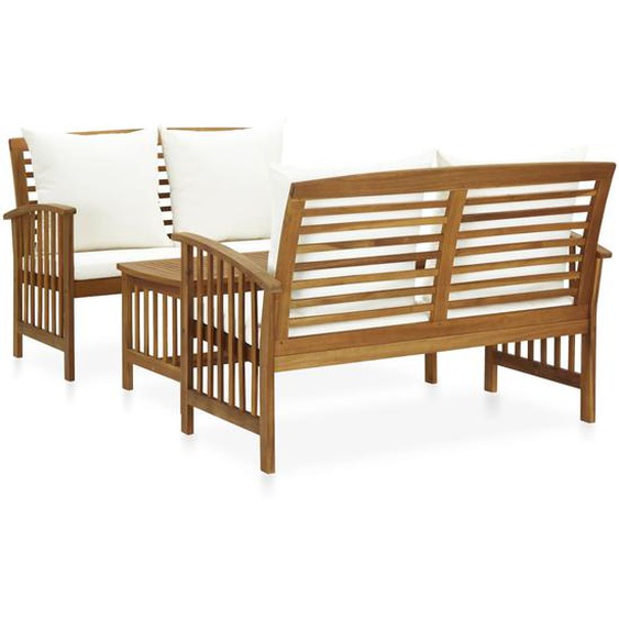 Salon de jardin 3 pcs avec coussins Bois dacacia massif