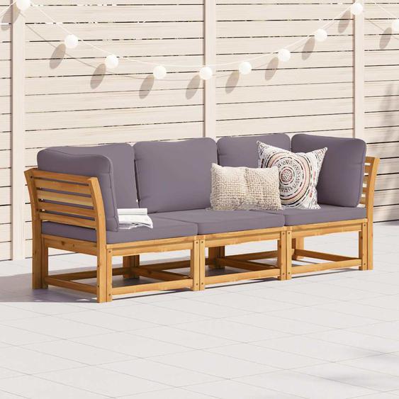 Salon de jardin 3 pcs avec coussins bois massif dacacia