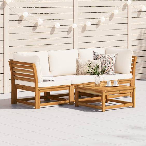 Salon de jardin 3 pcs avec coussins bois massif dacacia